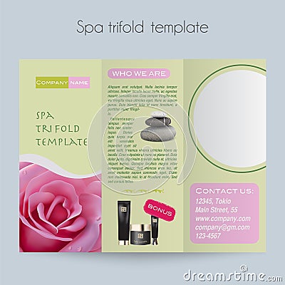 Tri-fold&Spa Brochure&Mock Up Vector Illustration