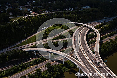 Tri-Level Interchange with Interstate 64 & US Route 119 - Charleston, West Virginia Stock Photo