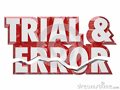 Trial and Error 3d Red Words Keep Trying Persistence Experimenting Stock Photo