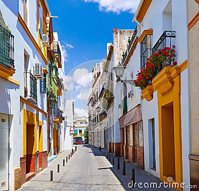 Triana barrio facades in Seville Andalusia Spain Stock Photo