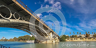 Triana Bridge, Guadalquivir River View, Sevilla, Spain Stock Photo