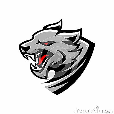 Triangle angry wolf logo illustration Vector Illustration