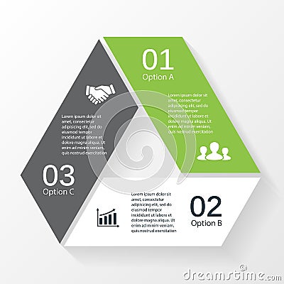 Triangle arrows infographic diagram 3 options Vector Illustration