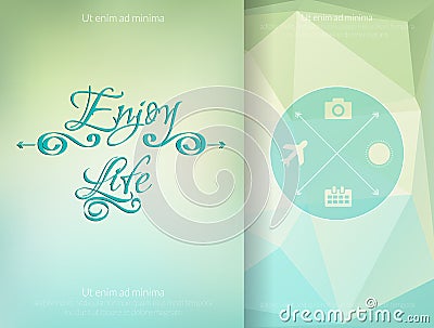 Triangle and blured abstract background and lettering Enjoy your life. Vector geometrical pattern Vector Illustration