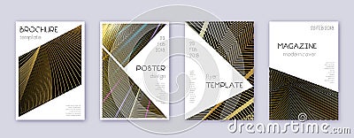 Triangle brochure design template set. Gold abstra Vector Illustration