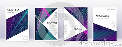 Triangle brochure design template set. Neon abstra Vector Illustration