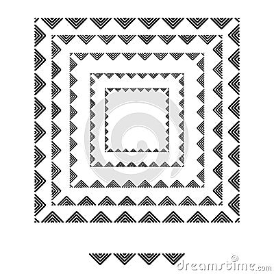 Triangle brushs brushs patterns in a square line black shape design vector graphic round frames with fully editable stroke width Vector Illustration