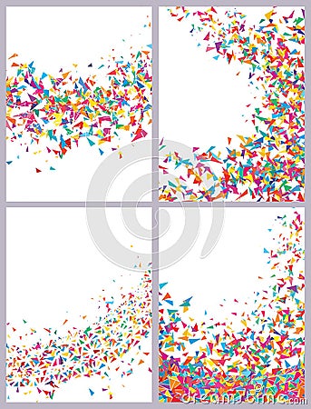 Triangle card colorful drawing set Vector Illustration