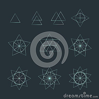 Triangle contour various sacred geometry set Vector Illustration