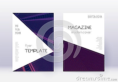 Triangle cover design template set. Violet abstrac Vector Illustration