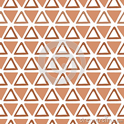 Triangle design template in caramel brown colors. Seamless pattern with fabric texture. Vector Illustration