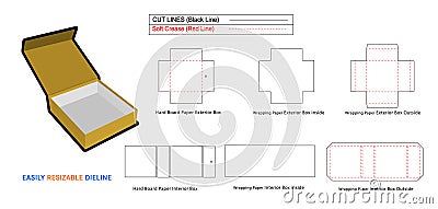 Triangle face luxury rigid box, Magnetic Rigid Boxes dieline template Vector Illustration