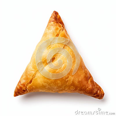 Handcrafted Triangular Savory Pastry On White Background Stock Photo