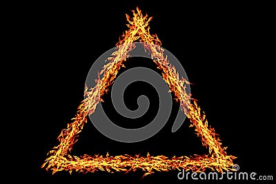 triangle fire frame isolated on black Stock Photo