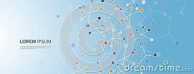 Triangle futuristic science structure. Polygonal vector design. Web design illustration. Connect color lines and dots Vector Illustration