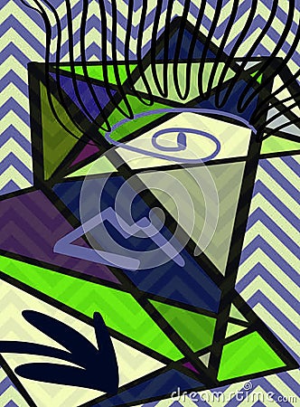 Picasso Style Abstract Face Illustration Stock Photo
