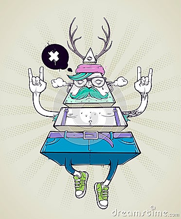 Triangle hipster bizarre character Vector Illustration