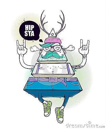 Triangle hipster bizarre character Vector Illustration