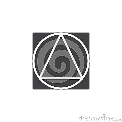 Triangle inside circle and square geometrical figure vector icon Vector Illustration