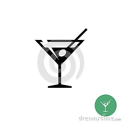 Triangle martini cocktail glass black simple icon Vector Illustration