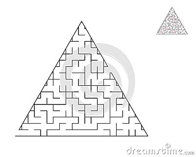 Triangle maze, logic game with labyrinths. maze game. A maze with answers. Vector Illustration
