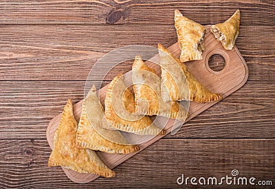 Triangle meat pies . Stock Photo