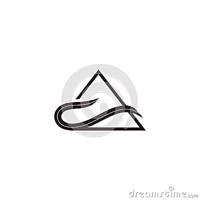 triangle monocrome simple curves wavy logo vector Vector Illustration