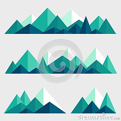 Set of polygonal mountain ridges Vector Illustration