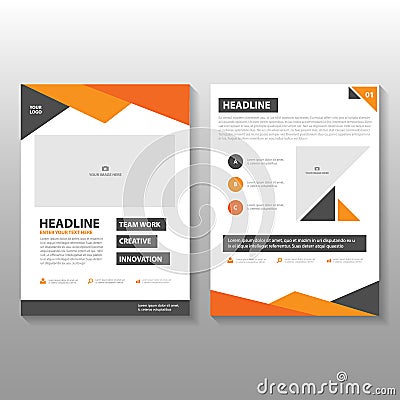 Triangle Orange black annual report Leaflet Brochure Flyer template design, book cover layout design Vector Illustration