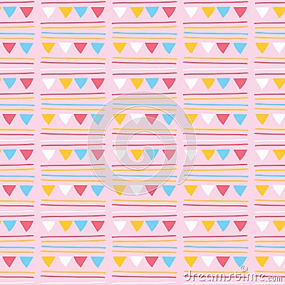 Triangle Party Bunting Garland Seamless Vector Pattern Vector Illustration