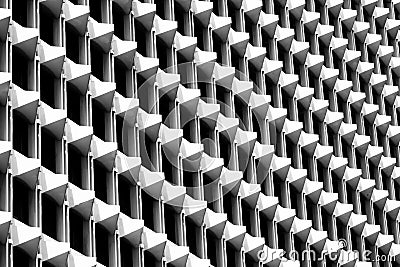 Triangle pattern of Architecture geometric. Details of Cement building. Modern wall. Polygonal structure and line. Black and white Stock Photo