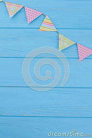Triangle pennant flags for kids Birthday party. Stock Photo