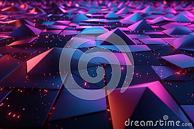 Triangle pixel geometric abstraction glow, futuristic technology background concept Stock Photo