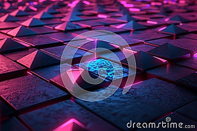 Triangle pixel geometric abstraction glow, futuristic technology background concept Stock Photo