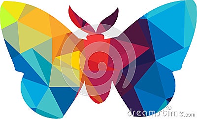 Triangle polygonal silhouette of butterfly Vector Illustration