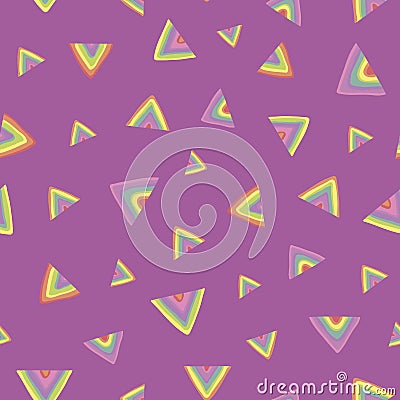 Triangle rainbow prism texture seamless vector pattern Cute cartoon illustration for nursery fabric, background, wallpaper, Cartoon Illustration