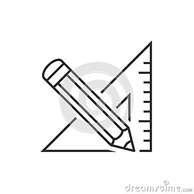 Triangle ruler and pencil Vector Illustration