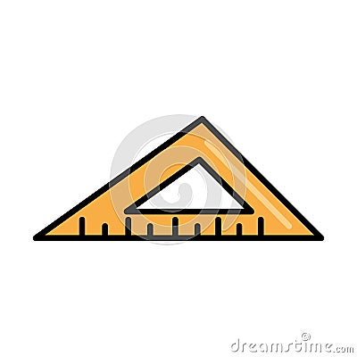 Triangle ruler tool repair maintenance and construction equipment line and fill Vector Illustration