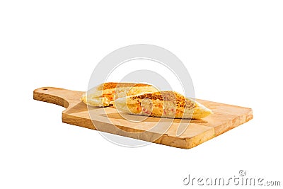 Triangle sandwich with crab stick and mayonnaise on white background Stock Photo