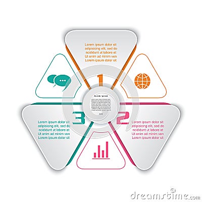 3 triangle segments for Information Table. concept Info design Vector Illustration