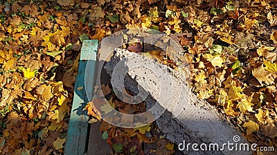 Triangle shaped composition of distressed wood planks Stock Photo