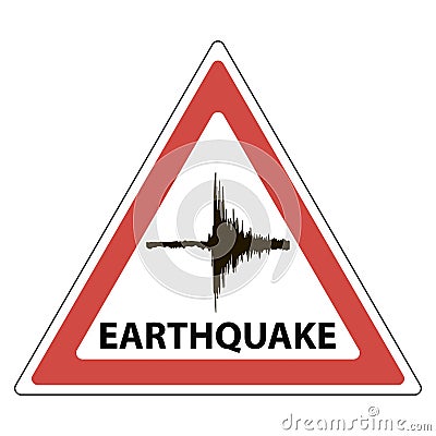 Triangle sign seismology meaning, the tremors of the earthquake Vector Illustration