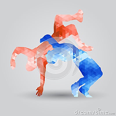 Triangle silhouette of Greek Roman wrestling Vector Illustration