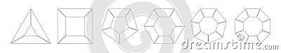 Triangle and square infographic polygon set, pentagon and hexagon diagram, heptagon and octagon scheme template. Separate elements Vector Illustration
