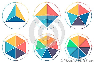 Triangle, square, pentagon, hexagon, heptagon, octagon for infographics. Vector Illustration