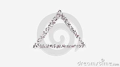 Triangle symbol Isolated Group of different People. 3d rendering Cartoon Illustration