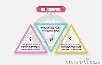 Triangle vector design template icon for infographic three bullets. Presentation business infographic template with 3 options. Vector Illustration
