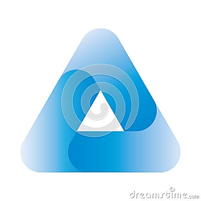 Triangle vector icon with three overlapping sides and rounded corners. Blue gradient illustration Vector Illustration