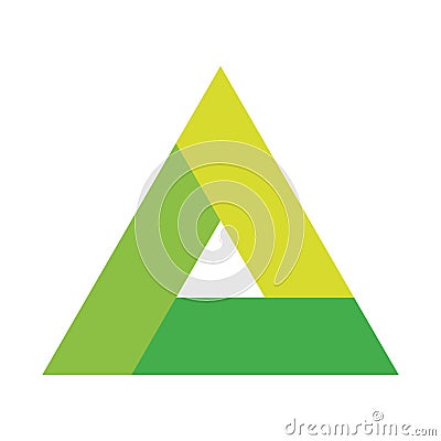 Triangle vector icon with three overlapping sides and rounded corners. Green gradient illustration Vector Illustration