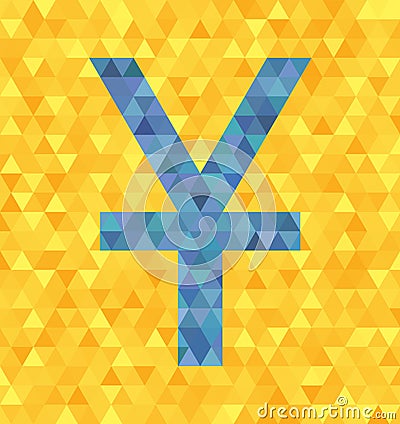 Triangle vector illustration: blue yen/yuan symbol on yellow backdrop Vector Illustration